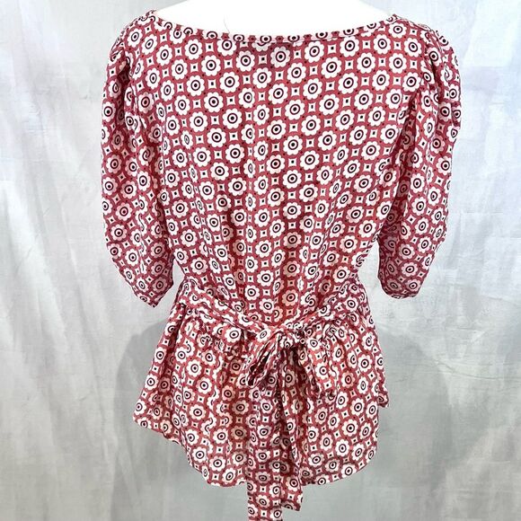 Pink all over print tie back peplum top size XL - Picture 3 of 6